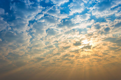 Low angle view of sky at sunset