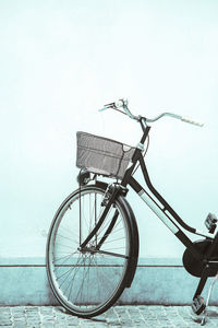 Bicycle on the street of european city. travel aesthetics. stylish wallpaper. 