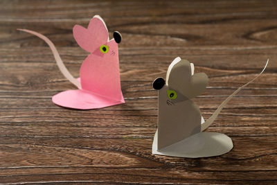 Close-up of pink toy on table