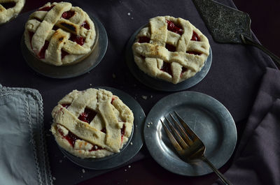 Close up of mini cherry pies