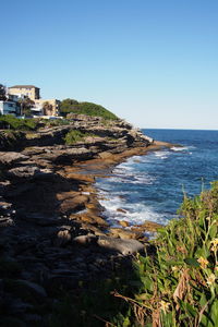 Scenic view of sea against clear sky