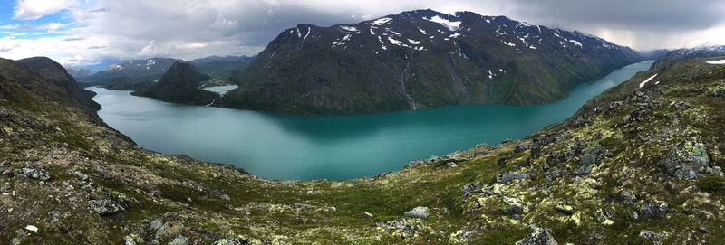 Panoramic view of mountains against sky