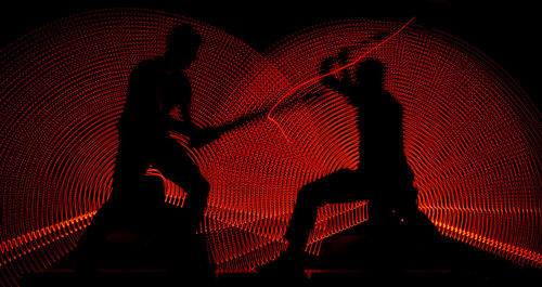 Silhouette of red indoors