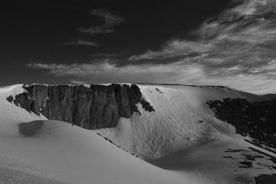 Scenic view of snow covered landscape against sky