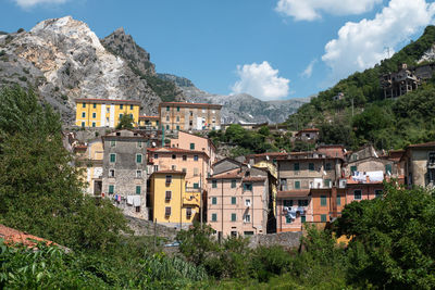 Fraction of torano in carrara nestled in the environment of the marble quarries, tuscany - italy.