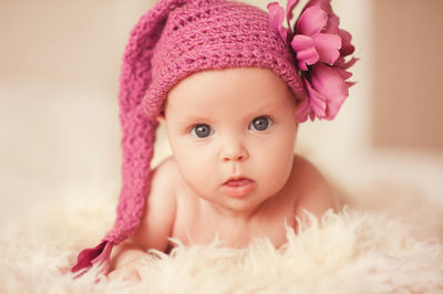 Close-up portrait of cute girl in mouth