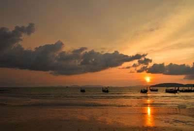 Scenic view of sea at sunset