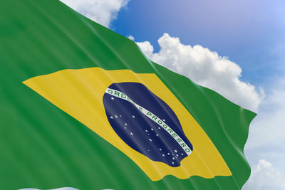 Close-up of yellow flag against sky