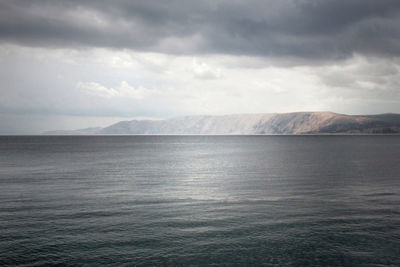 Scenic view of sea against cloudy sky