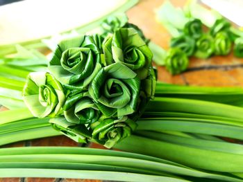 High angle view of fresh green vegetables