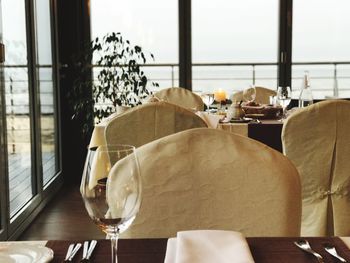 Close-up of dining table in restaurant