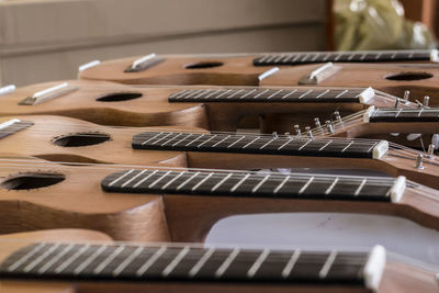 String instruments on top of a table. saubara, bahia, brazil.