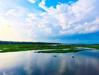 Scenic view of lake against sky