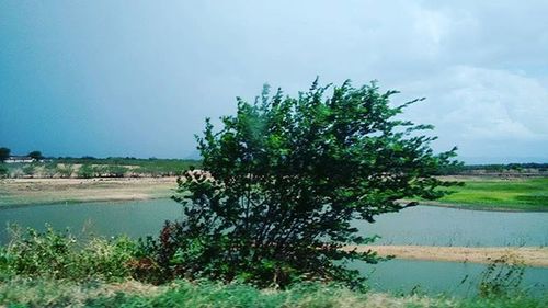 Scenic view of lake against sky