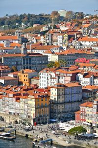 High angle view of buildings in town - porto