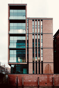 Low angle view of modern building against clear sky