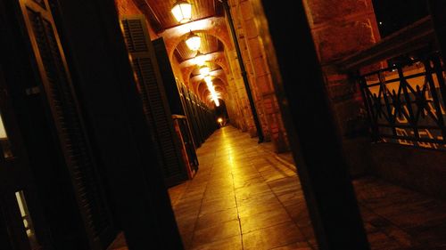 Narrow corridor along walls