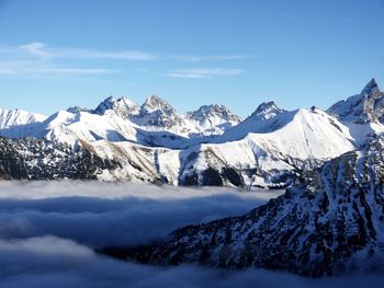 Scenic view of snowcapped mountain against sky