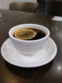 High angle view of coffee on table