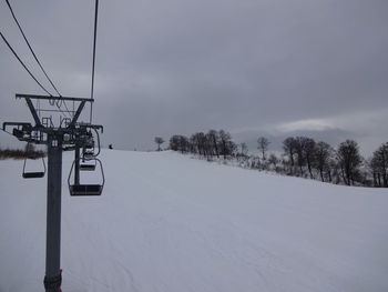 Snow covered field against sky