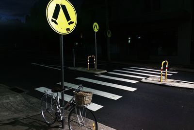 Road sign at night