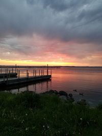 Scenic view of sea against dramatic sky