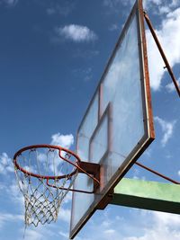 Low angle view of basketball hoop against sky