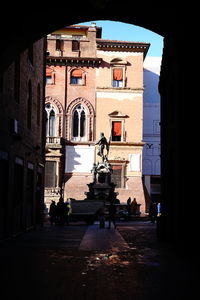 Statue of historic building in city