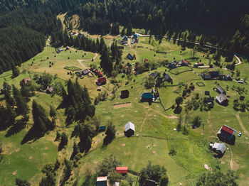 High angle view of a remote mountain village 