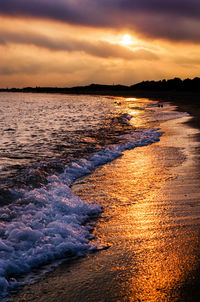 Scenic view of sea against dramatic sky