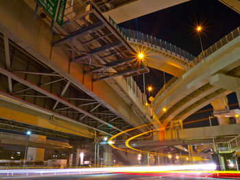 Light trails under the elevated road