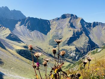 Scenic view of mountains against sky