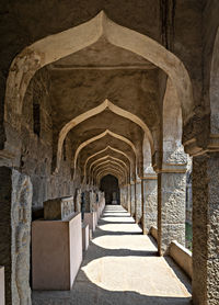 Inside view of ancient stone made hampi bazaar or market place.