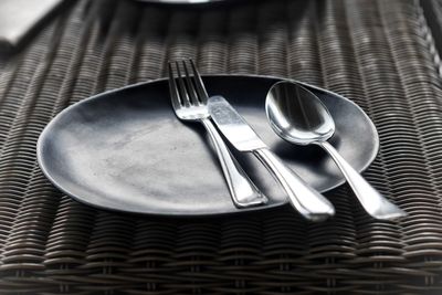 High angle view of eyeglasses on table