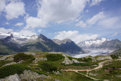 Scenic view of mountains against sky