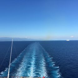 Scenic view of sea against blue sky