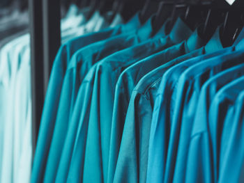 Close-up of clothing rack