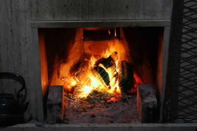 Close-up of fireplace