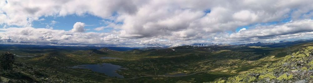 Scenic view of landscape against cloudy sky