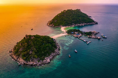 High angle view of bay on beach