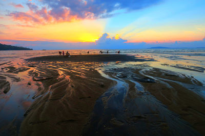 Surface level of beach against the sky