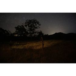 Scenic view of landscape against sky at night