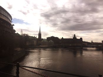 View of city against cloudy sky