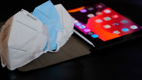 High angle view of laptop on table