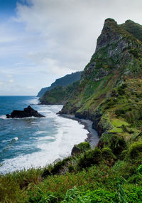 Scenic view of sea against cloudy sky