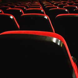 View of red chairs in stadium