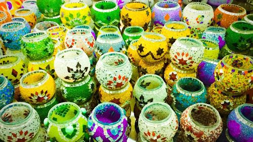 Full frame shot of colorful bottles