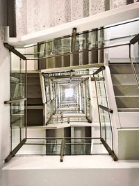 Low angle view of spiral staircase of building