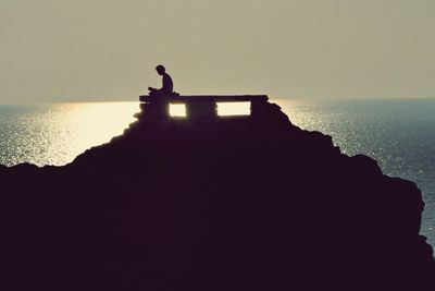 Scenic view of sea at sunset