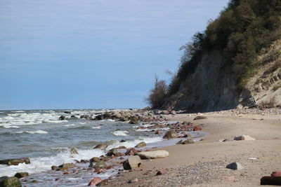 Scenic view of beach against sky